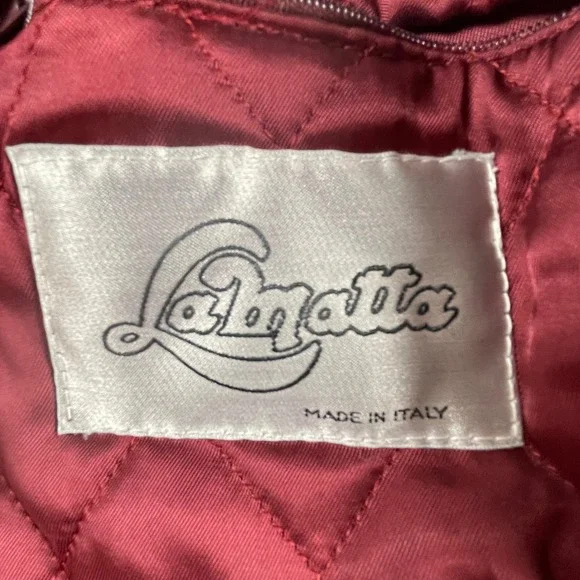 La Matta Vintage Leather Bomber Jacket Double Breasted Sheepskin Italy Patch 80s